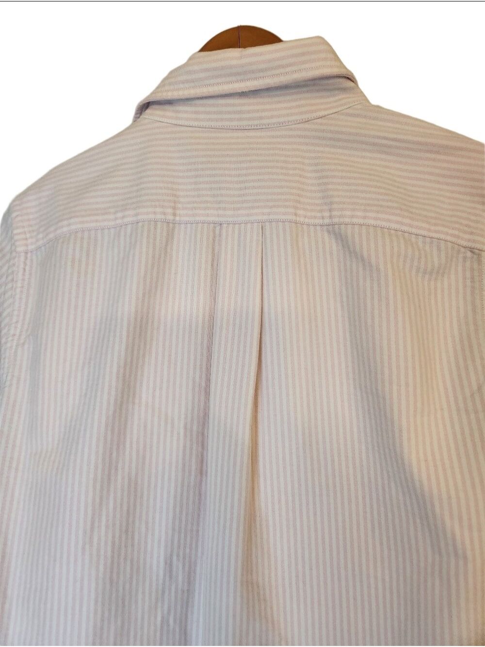 Abercrombie & Fitch Men's M Pink White Striped Oxford Muscle Button Down Shirt - Picture 7 of 11